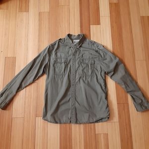 Converse One Star Cargo Button Down Shirt (Olive)